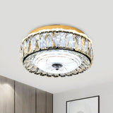 Contemporary Black Crystal Block Led Ceiling Flush Light For Corridors / C