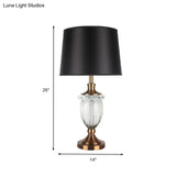 Contemporary Black Crystal Nightstand Lamp With Jar Shape And Task Lighting