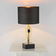 Contemporary Black Drum Night Table Lamp With Fabric Shade - 1 Light Nightstand