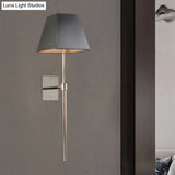 Contemporary Black Fabric Tapered Led Wall Sconce Light For Bedside Lighting