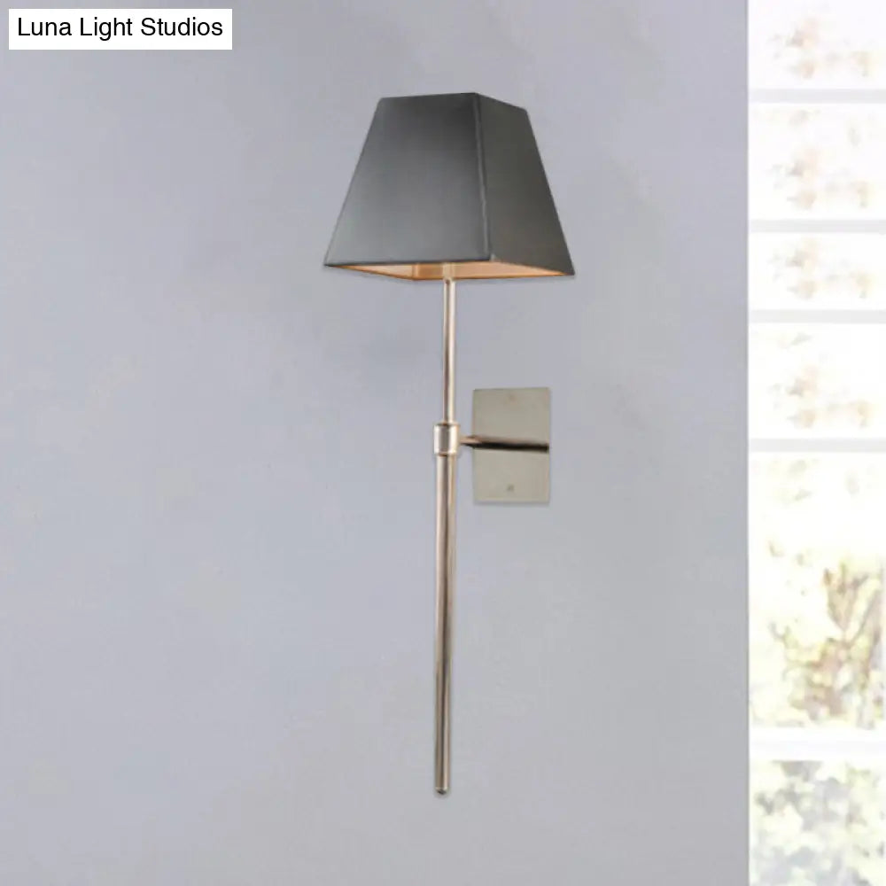 Contemporary Black Fabric Tapered Led Wall Sconce Light For Bedside Lighting
