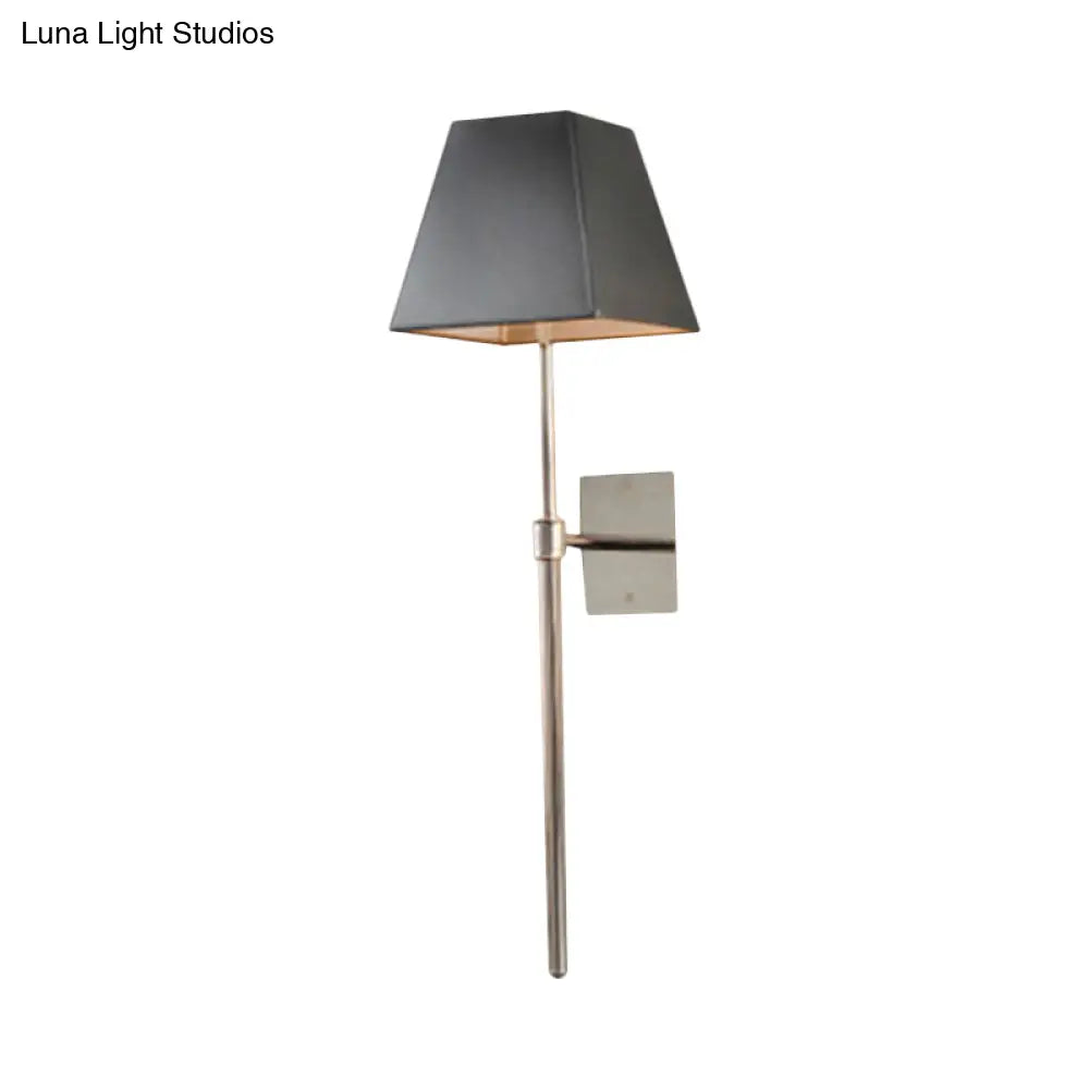 Contemporary Black Fabric Tapered Led Wall Sconce Light For Bedside Lighting