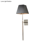 Contemporary Black Fabric Tapered Led Wall Sconce Light For Bedside Lighting