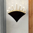 Contemporary Black Fan Wall Light Fixture - Metal Sconce With Clear Crystal Prism 1/2-Light 1 /