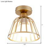 Contemporary Black/Gold Conical Flush Mount Ceiling Light For Staircases - Metal Fixture 1 Bulb