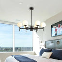 Contemporary Black/Gold Globe Chandelier with Radial Design - 6/8/9 Lights Milk Glass Hanging Lamp 6 / Black