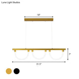 Contemporary Black/Gold Kitchen Island Lamp - Acrylic Semicircle Design (3 Lights)