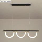 Contemporary Black/Gold Kitchen Island Lamp - Acrylic Semicircle Design (3 Lights)
