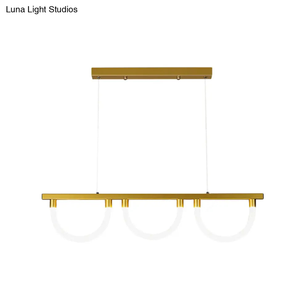 Contemporary Black/Gold Kitchen Island Lamp - Acrylic Semicircle Design (3 Lights)
