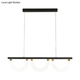 Contemporary Black/Gold Kitchen Island Lamp - Acrylic Semicircle Design (3 Lights)
