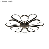 Contemporary Black/Gold Led Ceiling Mounted Iron Floral Flush Mount Light For Living Room