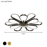 Contemporary Black/Gold Led Ceiling Mounted Iron Floral Flush Mount Light For Living Room