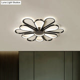 Contemporary Black/Gold Led Ceiling Mounted Iron Floral Flush Mount Light For Living Room