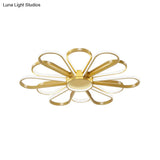 Contemporary Black/Gold Led Ceiling Mounted Iron Floral Flush Mount Light For Living Room