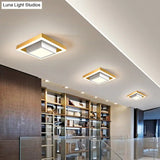 Contemporary Black/Gold Led Flush Mount Ceiling Lamp - Aluminum 2-Tier Square Design Warm/White