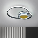 Contemporary Black/Gold Led Metallic Ceiling Flush Mount - Bedroom Lighting 14/18 Width