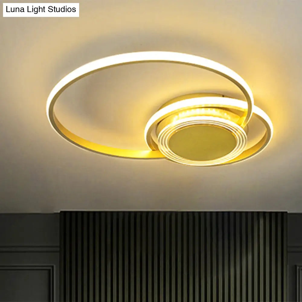 Contemporary Black/Gold Led Metallic Ceiling Flush Mount - Bedroom Lighting 14’/18’ Width