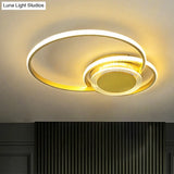 Contemporary Black/Gold Led Metallic Ceiling Flush Mount - Bedroom Lighting 14’/18’ Width