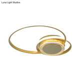 Contemporary Black/Gold Led Metallic Ceiling Flush Mount - Bedroom Lighting 14’/18’ Width
