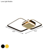Contemporary Black/Gold Metal Flushmount Led Ceiling Light For Bedroom - 2 - Rhombus Frame Design