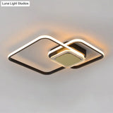 Contemporary Black/Gold Metal Flushmount Led Ceiling Light For Bedroom - 2 - Rhombus Frame Design