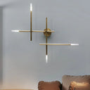 Contemporary Black/Gold Metallic Wall Light With Led Crossed Lines Gold
