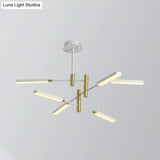 Contemporary Black/Gold Or White/Gold Acrylic Chandelier - Sputnik Ceiling Light (4/6-Light) Third