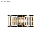 Contemporary Black/Gold Wall Lighting: Clear Crystal Half Cylinder Lamp With 1 Light