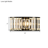 Contemporary Black/Gold Wall Lighting: Clear Crystal Half Cylinder Lamp With 1 Light