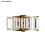 Contemporary Black/Gold Wall Lighting: Clear Crystal Half Cylinder Lamp With 1 Light