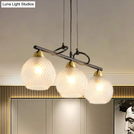 Contemporary Black Hanging Chandelier With Clear/Prismatic Glass 3/4 Bulbs - Modern Pendant Light