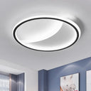 Contemporary Black Led Acrylic Flush Ceiling Light Fixture - Splicing Round / White