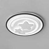 Contemporary Black Led Flush Mount Ceiling Light - Geometric Acrylic Design / White Star