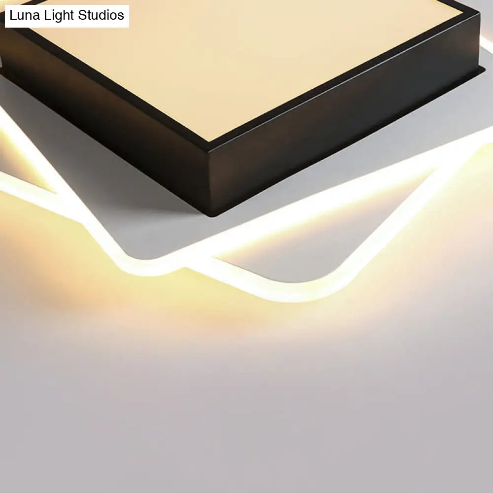 Contemporary Black Led Flush Mount Ceiling Light With Warm/White Lighting