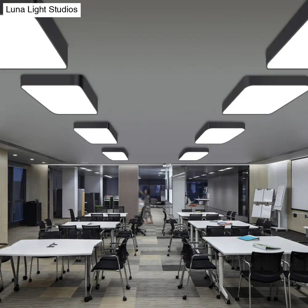 Contemporary Black Led Flushmount Ceiling Lamp For Office Spaces / 23.5 White