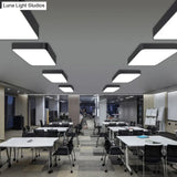 Contemporary Black Led Flushmount Ceiling Lamp For Office Spaces / 23.5 White