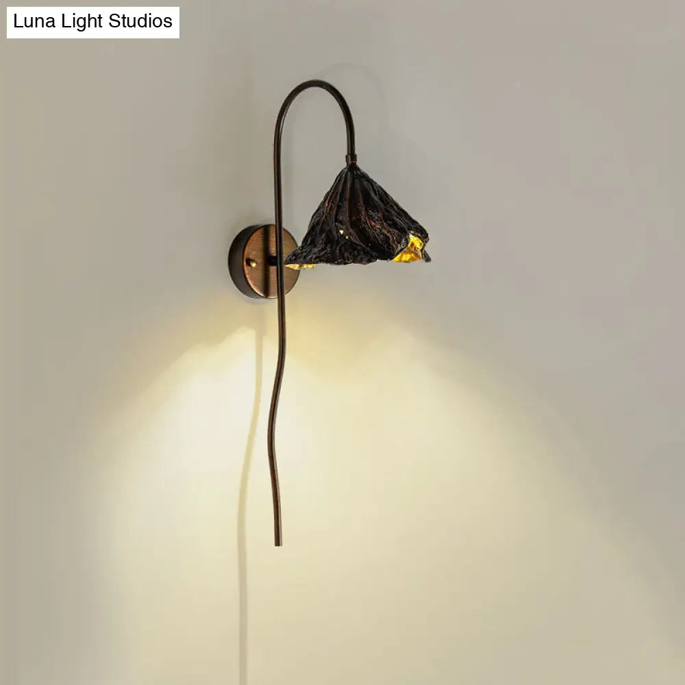 Contemporary Black Lotus Seedpod Wall Light Sconce Led Lamp
