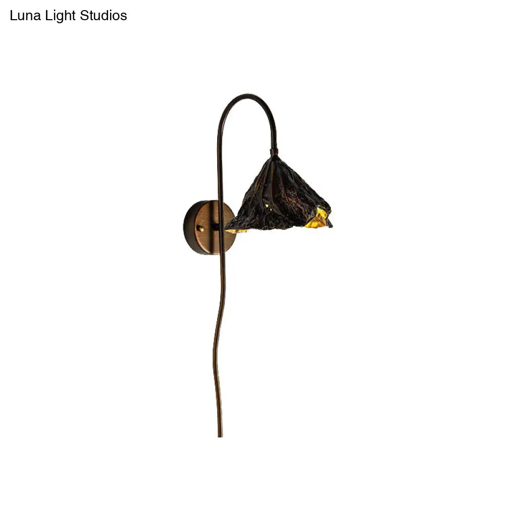 Contemporary Black Lotus Seedpod Wall Light Sconce Led Lamp