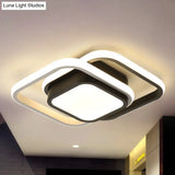 Contemporary Black Metal Led Ceiling Light Fixture - Round/Square Design With Warm/White/3 Color