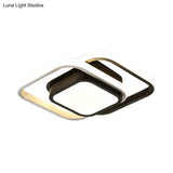 Contemporary Black Metal Led Ceiling Light Fixture - Round/Square Design With Warm/White/3 Color