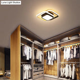 Contemporary Black Metal Led Ceiling Light Fixture - Round/Square Design With Warm/White/3 Color
