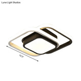 Contemporary Black Metal Led Ceiling Light Fixture - Round/Square Design With Warm/White/3 Color