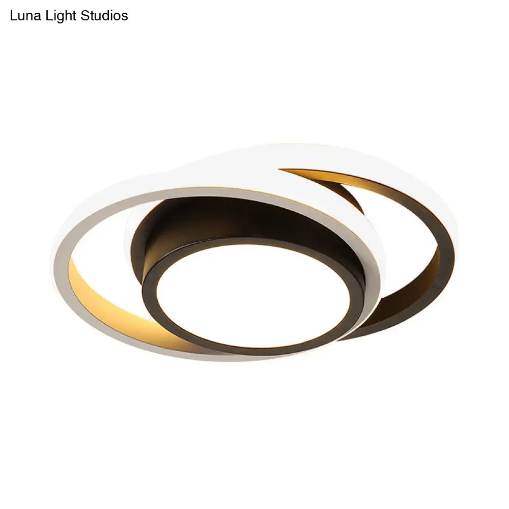 Contemporary Black Metal Led Ceiling Light Fixture - Round/Square Design With Warm/White/3 Color