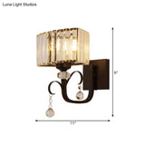 Contemporary Black Metal Wall Sconce Light - Scrolling Arm Corridor Lamp