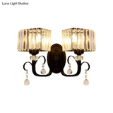 Contemporary Black Metal Wall Sconce Light - Scrolling Arm Corridor Lamp