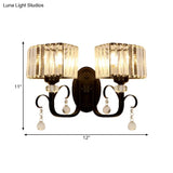 Contemporary Black Metal Wall Sconce Light - Scrolling Arm Corridor Lamp