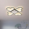 Contemporary Black/Pink Led Nursery Flush Mount Lamp With Heart - Shaped Acrylic Shade Black
