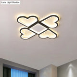 Contemporary Black/Pink Led Nursery Flush Mount Lamp With Heart - Shaped Acrylic Shade