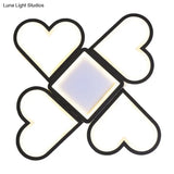 Contemporary Black/Pink Led Nursery Flush Mount Lamp With Heart - Shaped Acrylic Shade