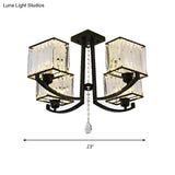 Contemporary Black Semi Flush Mount Lamp With Crystal Rods - 4/8 Light Options
